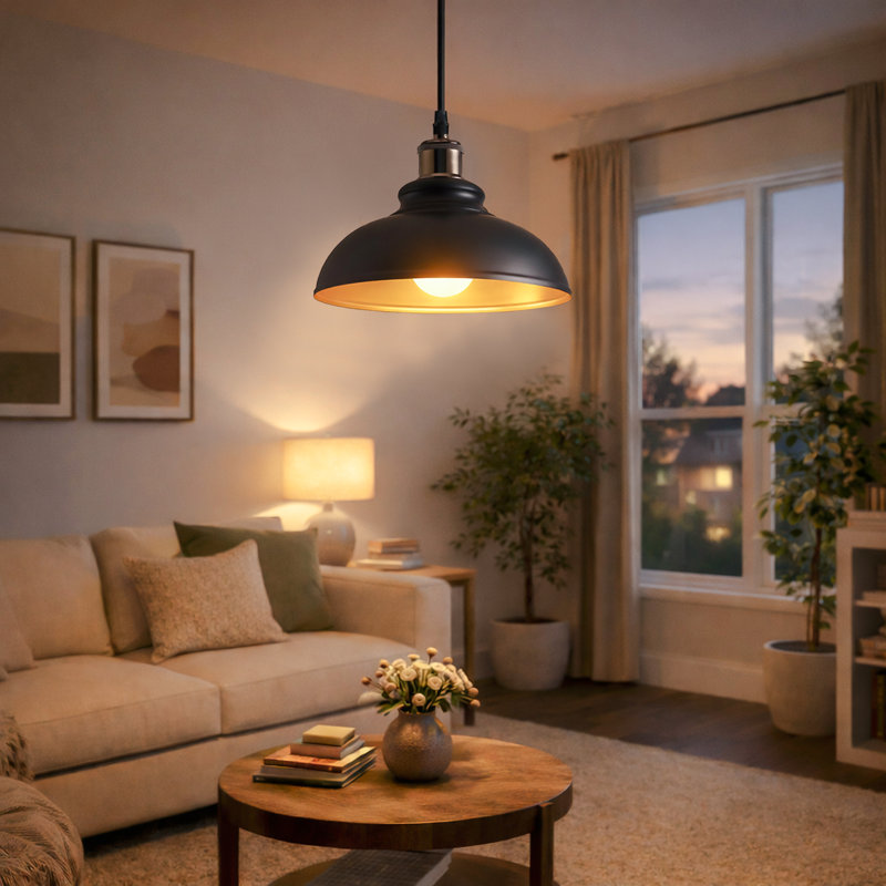 Tennyson - Light Single Pendant, Black/Gold