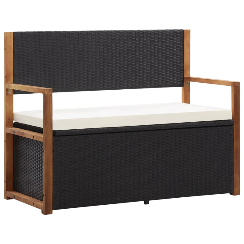 Banc de jardin en acier Covertt, Cadre noir / coussin blanc