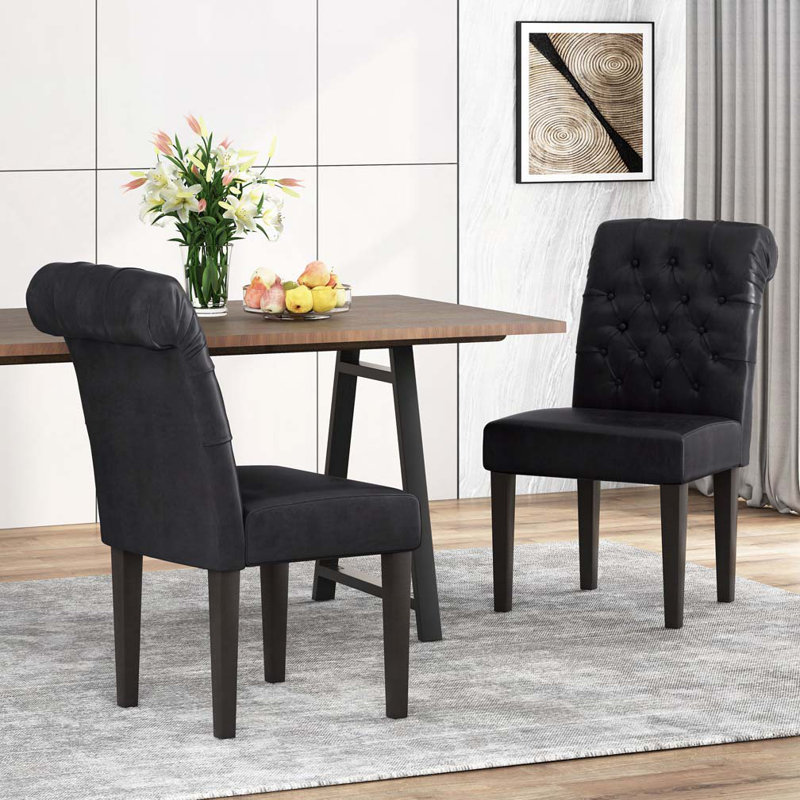 Chaise rembourrée touffetée, Noir
