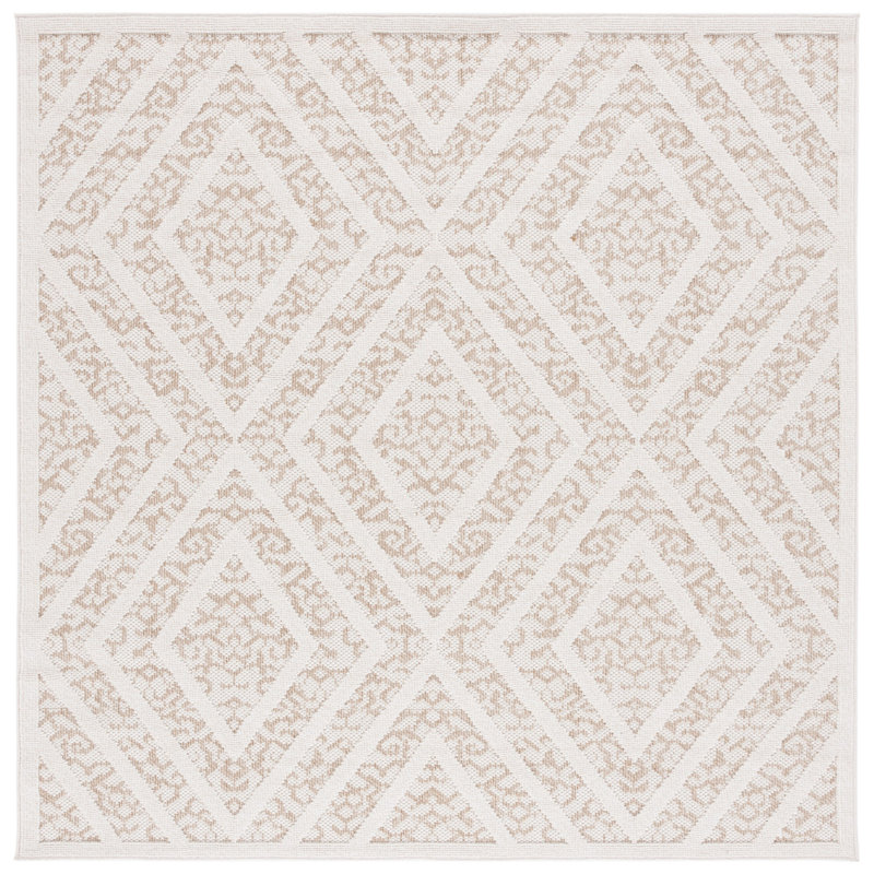 Tapis d'intérieur / extérieur à motif géométrique à performance globale MSR218 Martha Stewart, Carré 6 pi 7 po