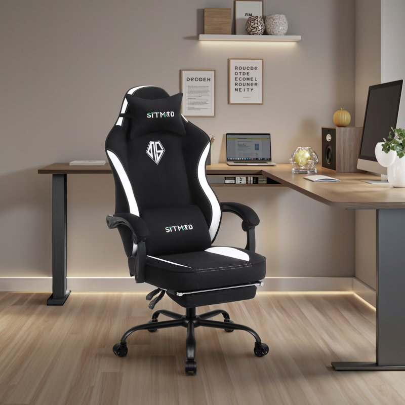 SITMOD Ergonomic Gaming Chair with Footrest and Lumbar Support for Adults Computer Office Chair, Black