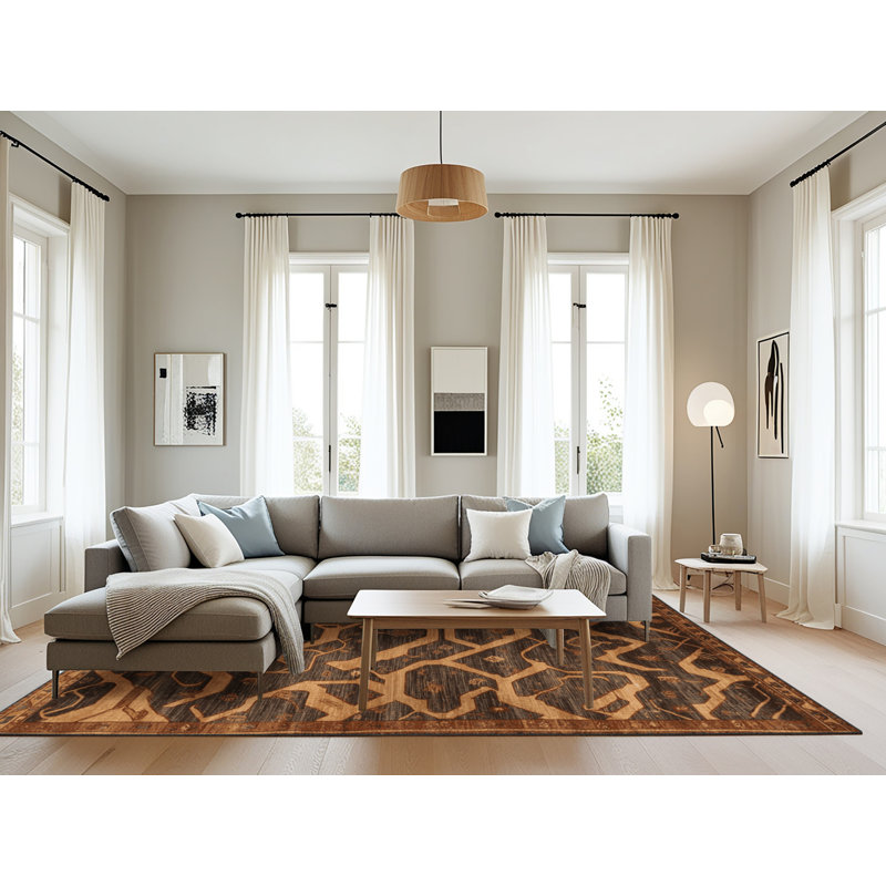 Machine Washable Persian Brown Area Rug, Rectangle 8' x 10'
