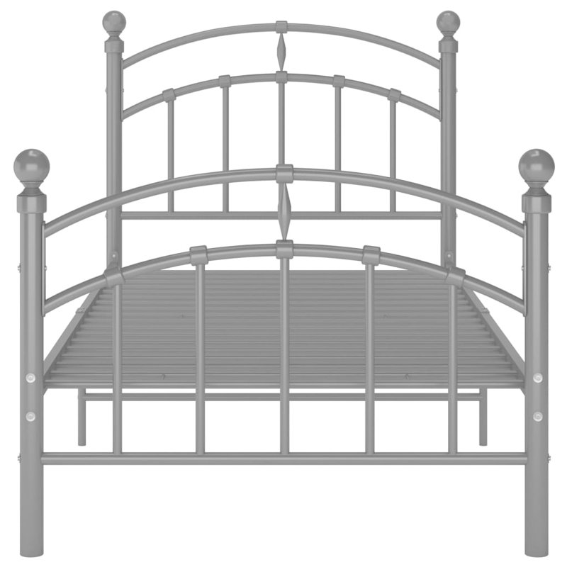 Shept Mallet Metal Bed, Grey, 90 x 200 cm