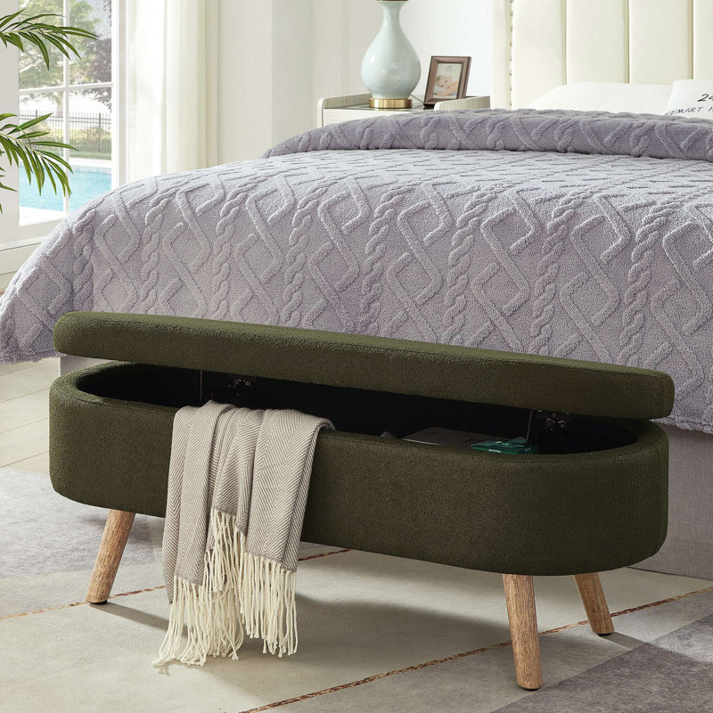 Banc de rangement avec repose-pieds ovale Luxury, Vert foncé