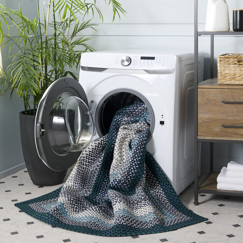 Braided Hand Woven Machine Washable Striped Outdoor Indoor/Outdoor Area Rug, Rectangle 5' x 8'