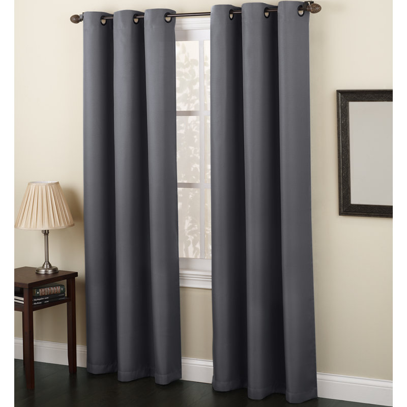 Panneau de rideau simple semi-diaphane avec œillets - Basics by Wayfair ™, l 48 po x L 95 po, Anthracite