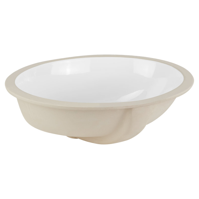Mangrove 17" Oval Porcelain Undermount Bathroom Sink Glazed Underside, White