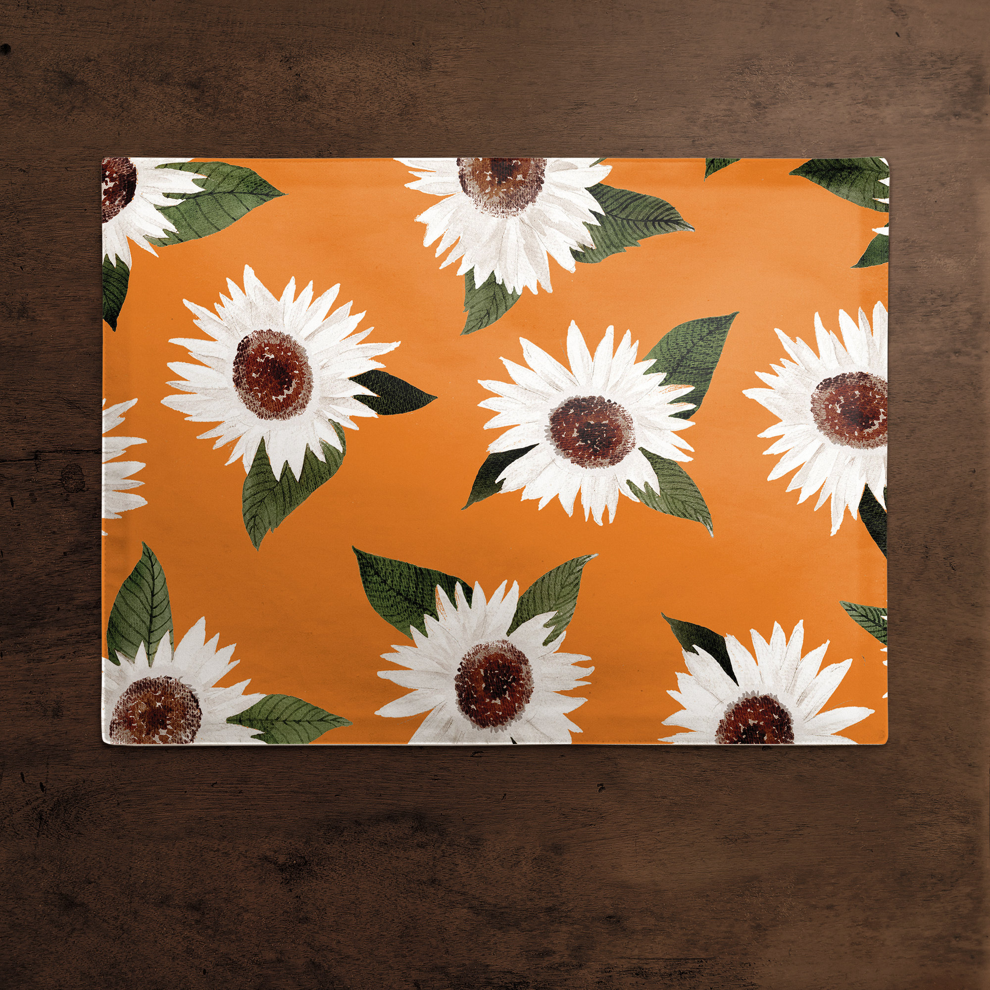 Red Barrel Studio® White Flowers On Orange Outdoor Placemat Wayfair