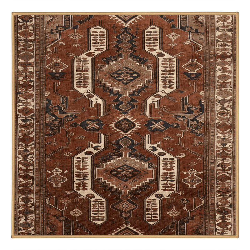 Tapis brun lavable à la machine, Carré 7 pi