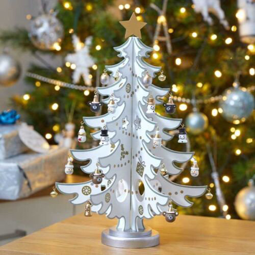 Christmas Tabletop Tree, Silver/White 