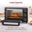 Tower T14043 Mini Oven with Adjustable Temperature Control, 90 Minute Timer, Baking Tray and Wire Rack, 23 Litre, Black with Silver Accents