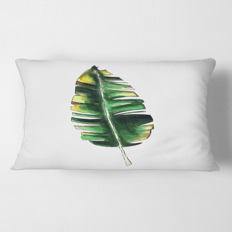 Coussin rectangulaire à motif de feuille de bananier simple - imprimé bohémien et éclectique