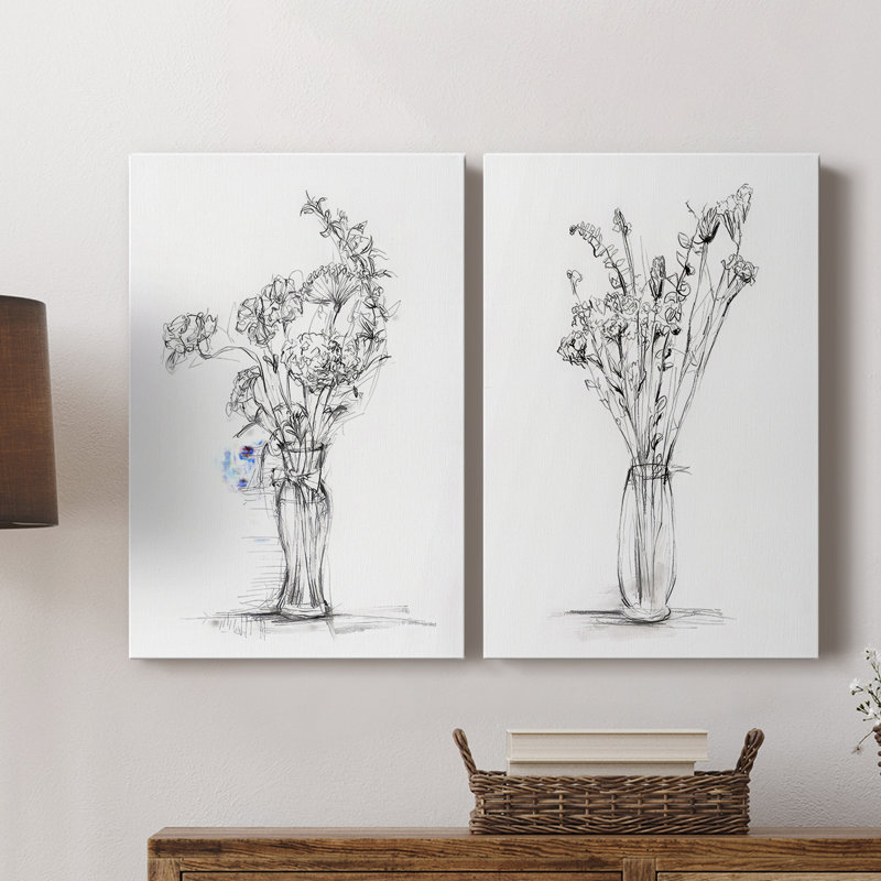 «Wild Bouquet Study I» - Toile tendue avec châssis de qualité supérieure - Prêt à être accroché, H 60 po x l 80 po