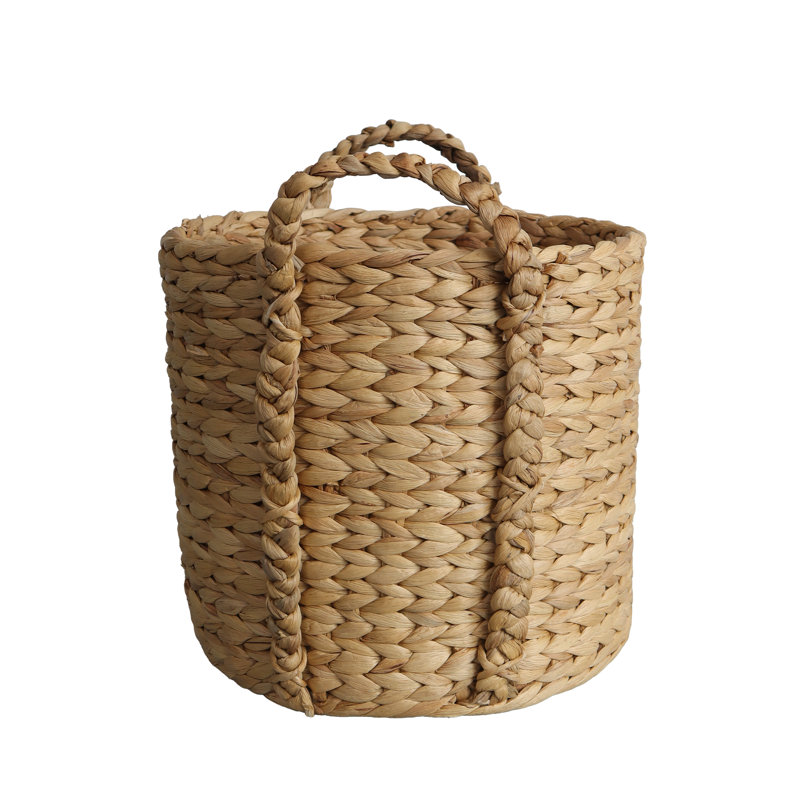 Panier rond en jacinthe d'eau - moyen, H 14,6 po x l 11,8 po x P 11,8 po