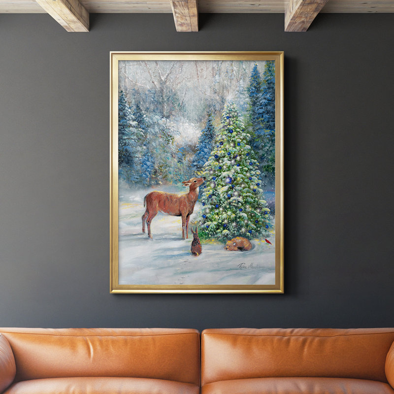 «Winter Gathering», reproduction encadrée de qualité supérieure - prête à être accrochée, Or, H 42,5 po x l 30,5 po x P 1 po