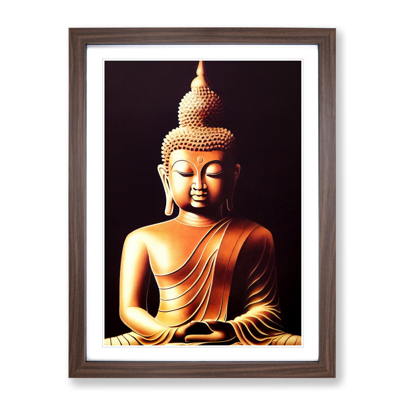Pristine Buddha - Single Picture Frame Print, 46cm H x 34cm W x 2cm D, Walnut Framed