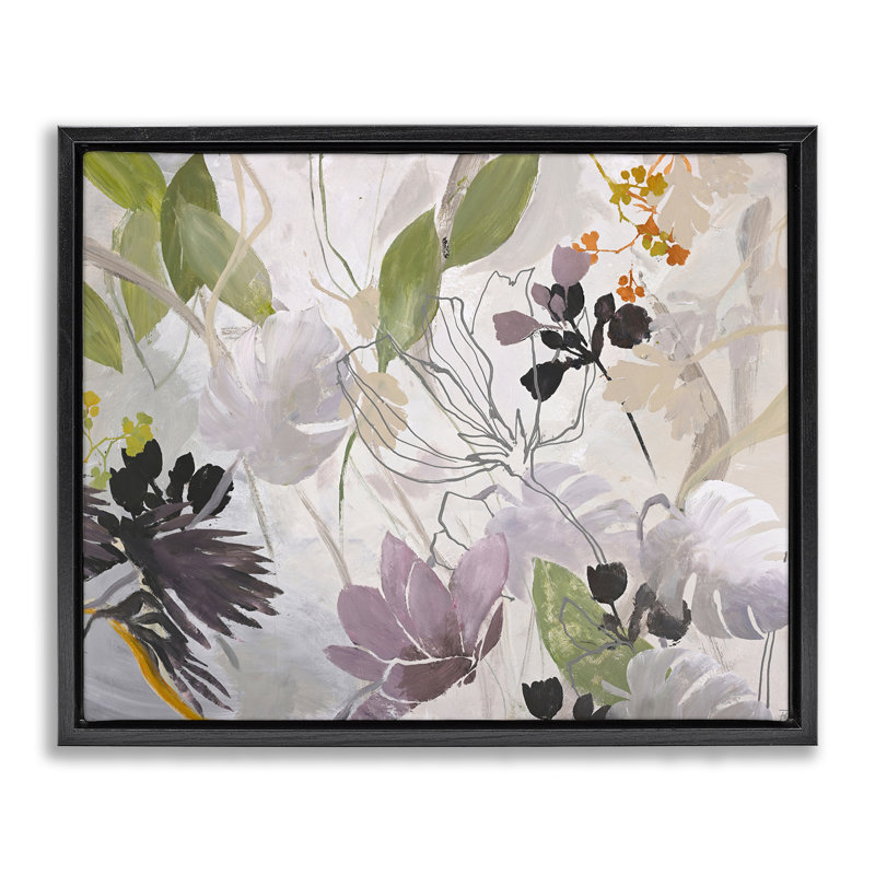 Cadre flottant Soft Spring Organic Flora, design par Design Fabrikken, H 25 po x l 31 po, Cadre flottant noir de jais