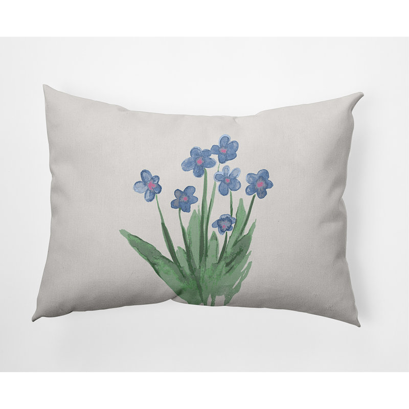 Floral Outdoor Reversible Throw Pillow, Blue