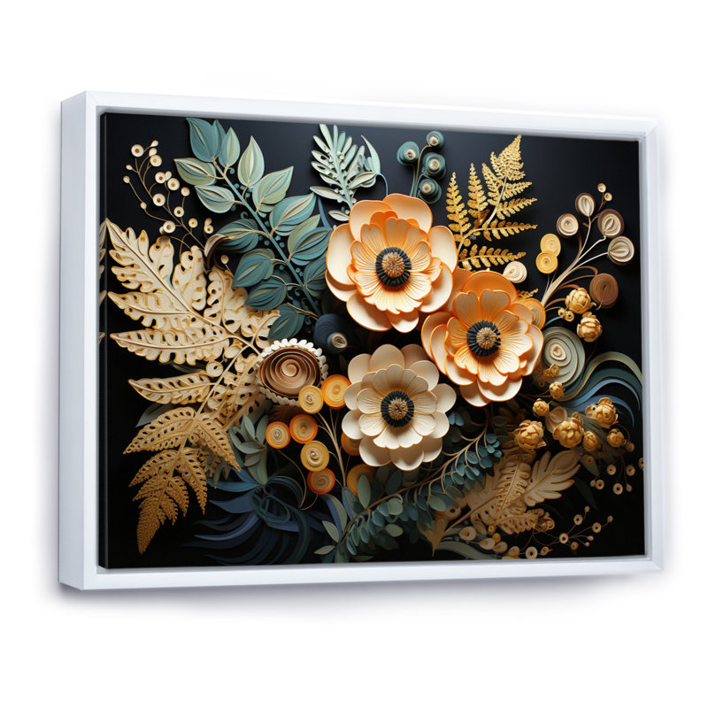 " Ferns Copper Elegance III ", H 12 po x l 20 po x P 1 po, Cadre flottant blanc