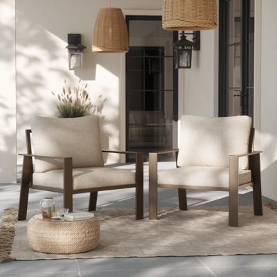 Outdoor Aluminum Sofa Patio Armchair with Cushions(Set of 2)