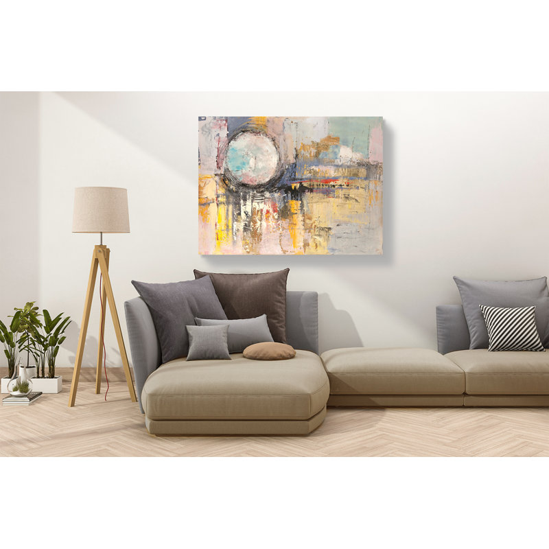 Abstract Moon Sunset by Lucas - Wrapped Canvas Painting, 50cm H x 70cm W x 4cm D