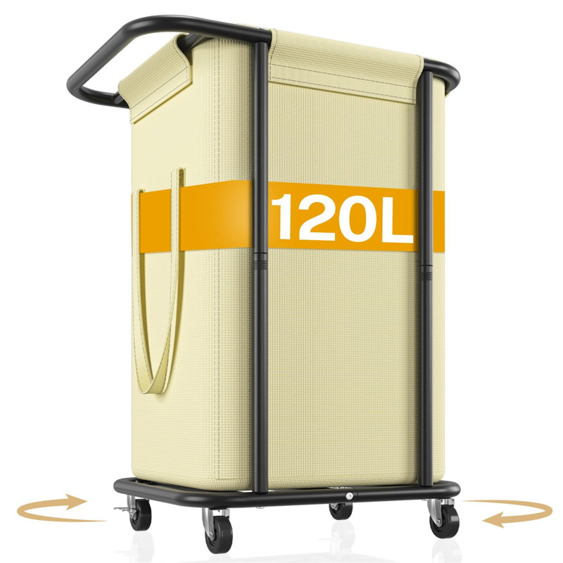 Metal Rolling Laundry Basket with Handles