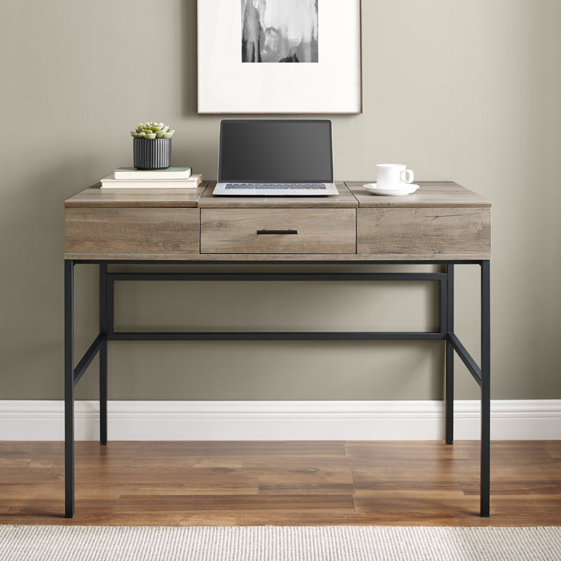Heger Metal Base Writing Desk, Gray Wash