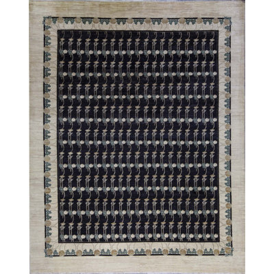 Tapis noir de haute qualité noué à la main