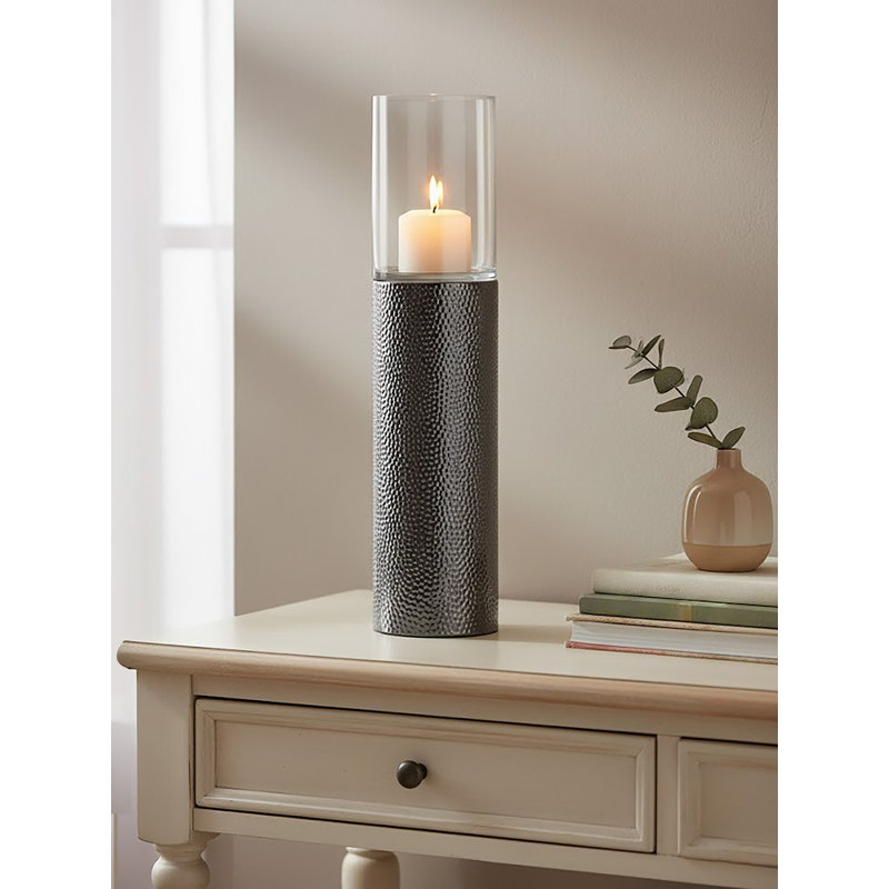 Elyze Metal Candlestick, 35cm H x 14cm W x 11cm D, Brown