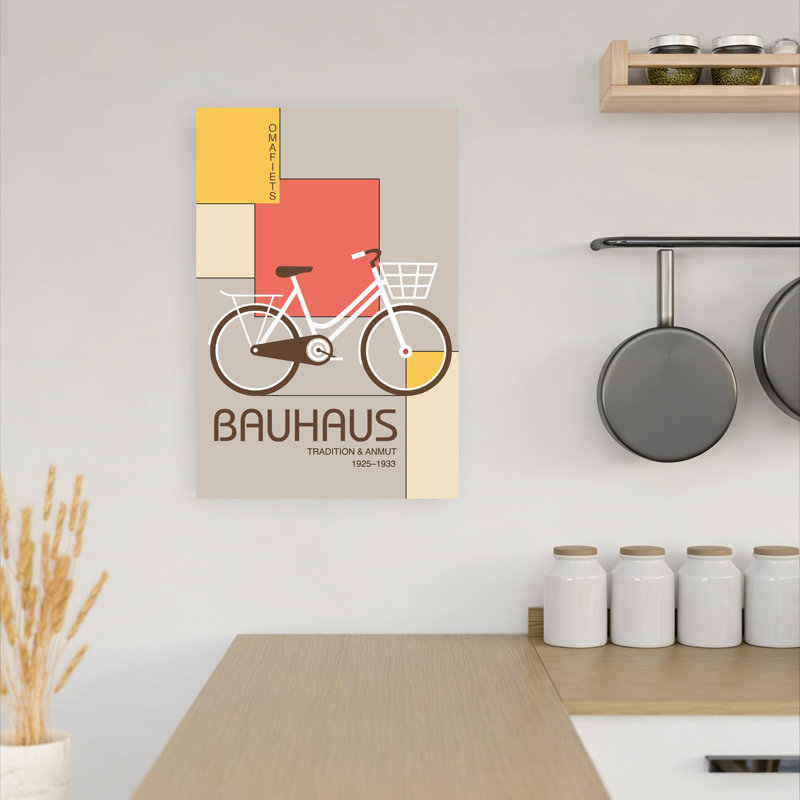 Bauhaus, conception de vélos, abstrait, architecture géométrique classique, art mural urbain, 18" H x 12" W