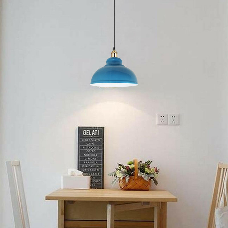 Suspension en métal courbé avec douille E26, Bleu