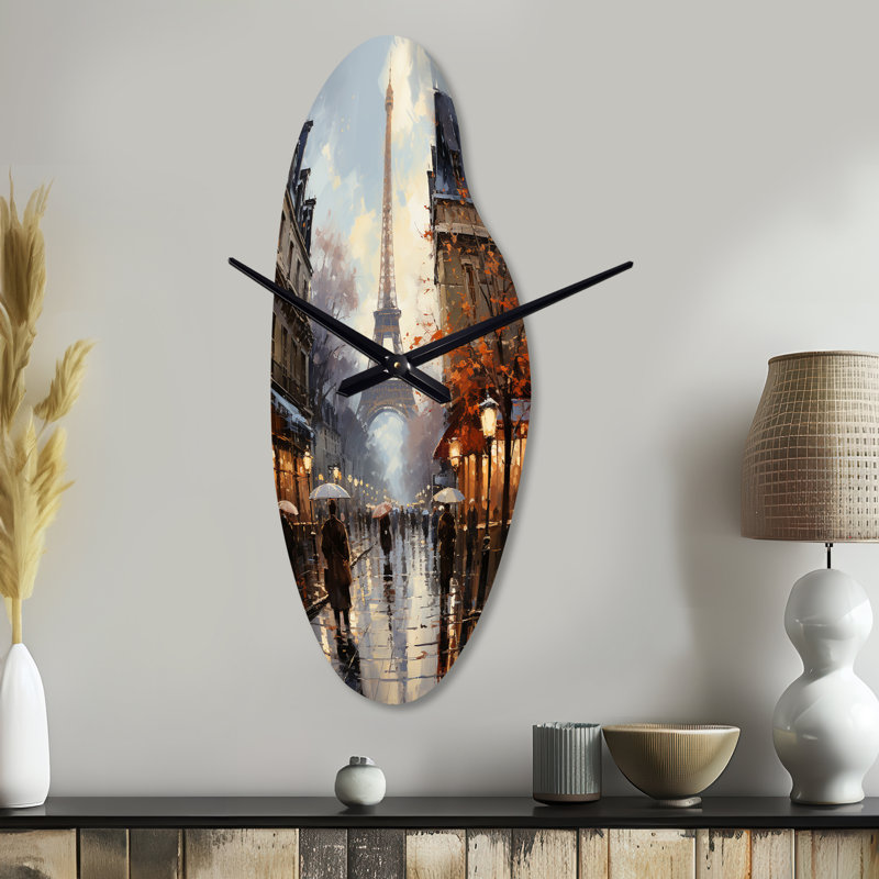 Eiffel Paris In 19 Century - Paris, horloge murale asymétrique en métal beige, Médium