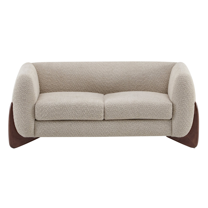 Rhudine Boucle Upholstered Sofa, 2, 27" H x 63" W x 32" D, Almond