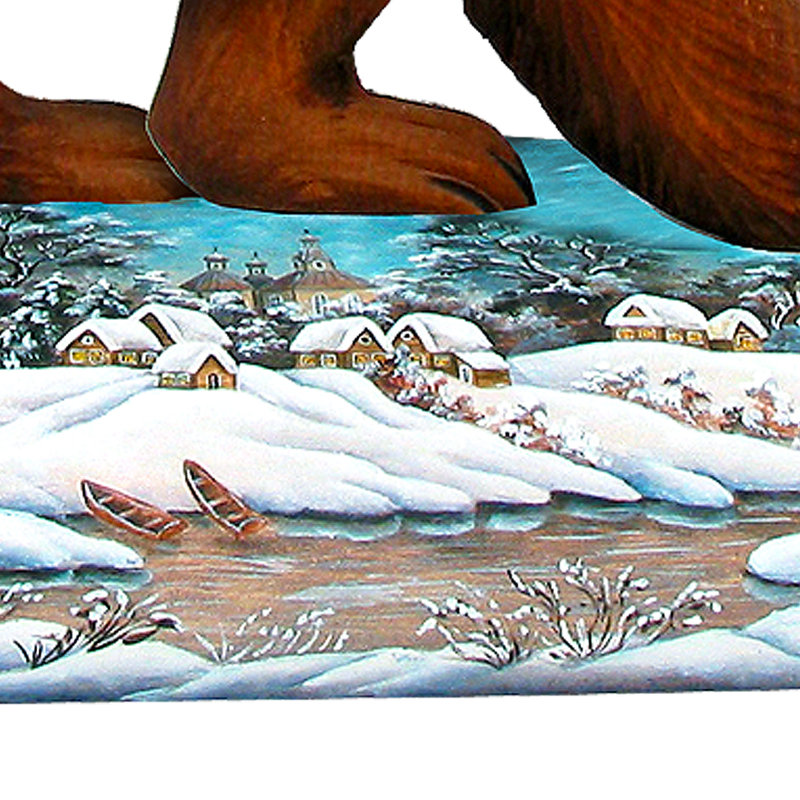 Décoration murale suspendue porte en bois santa on grizzly bear figurine