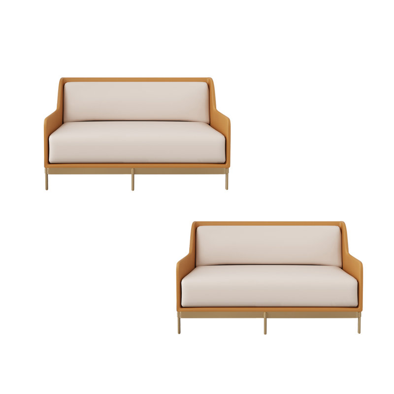 Banc rembourré en similicuir italien Italian Luxury Luxury, Orange, blanc cassé