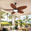 Ventilateur de plafond 52/62 po à 5 pales avec lumières et télécommande-979232278-991213816