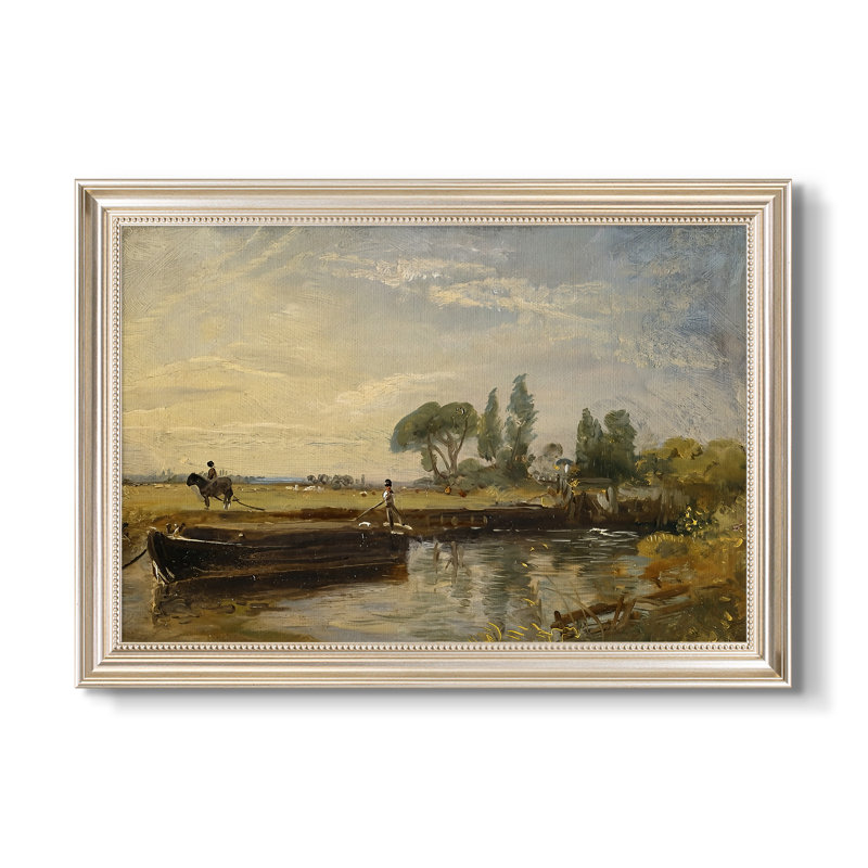 Barge sous l'écluse de Flatford, v. 1810 - John Constable - Toile encadrée sur mesure, 16 po x 22 po, Toile avec cadre