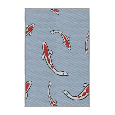 Bleu terne/Tapis décoratif rouge