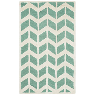 Deedgra Hand Tufted Wool Chevron Rug