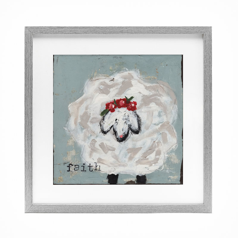 «Uplifting Faith Sheep», reproduction sous verre encadrée, design par Cassandra Cushman, H 16 po x l 16 po