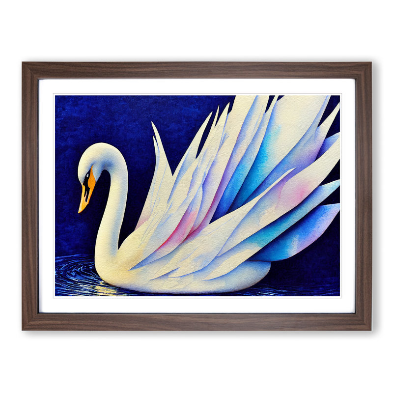 Magical Swan Vol.1 - Framed Print, 25cm H x 34cm W x 2cm D, Walnut