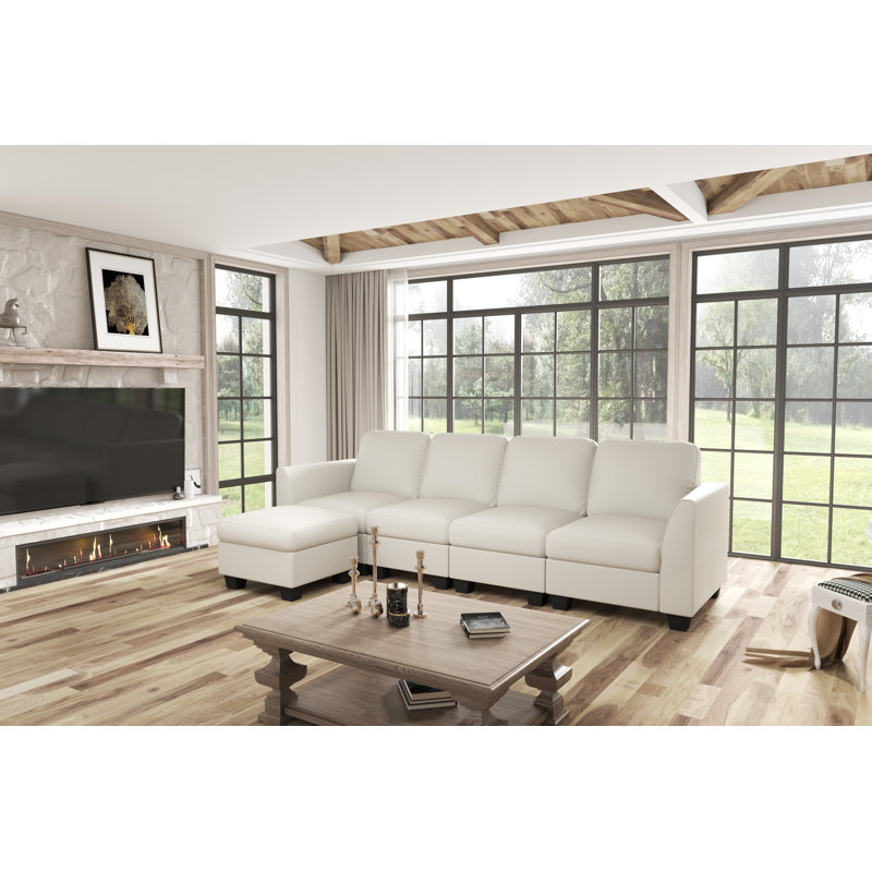 Canapé modulaire 5 pièces Surbiton, Tissu technologique beige