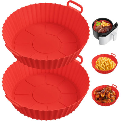 2-Pack Red Air Fryer Silicone Liners with Handles