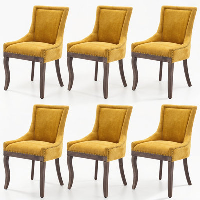 Ensemble de 6 chaises de salle à manger en lin rembourrées