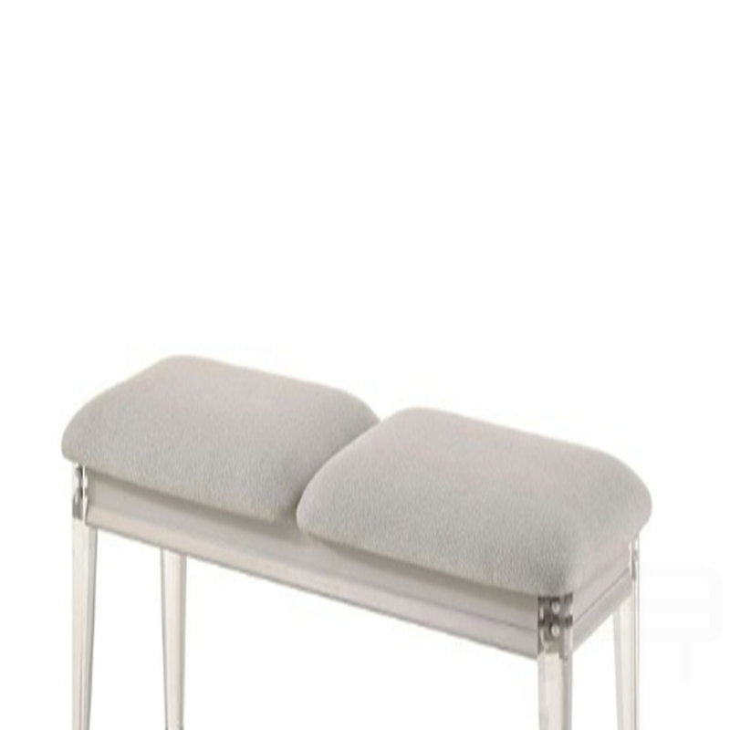 Boucle Upholstered Bench With Acrylic Legs In Light Gray