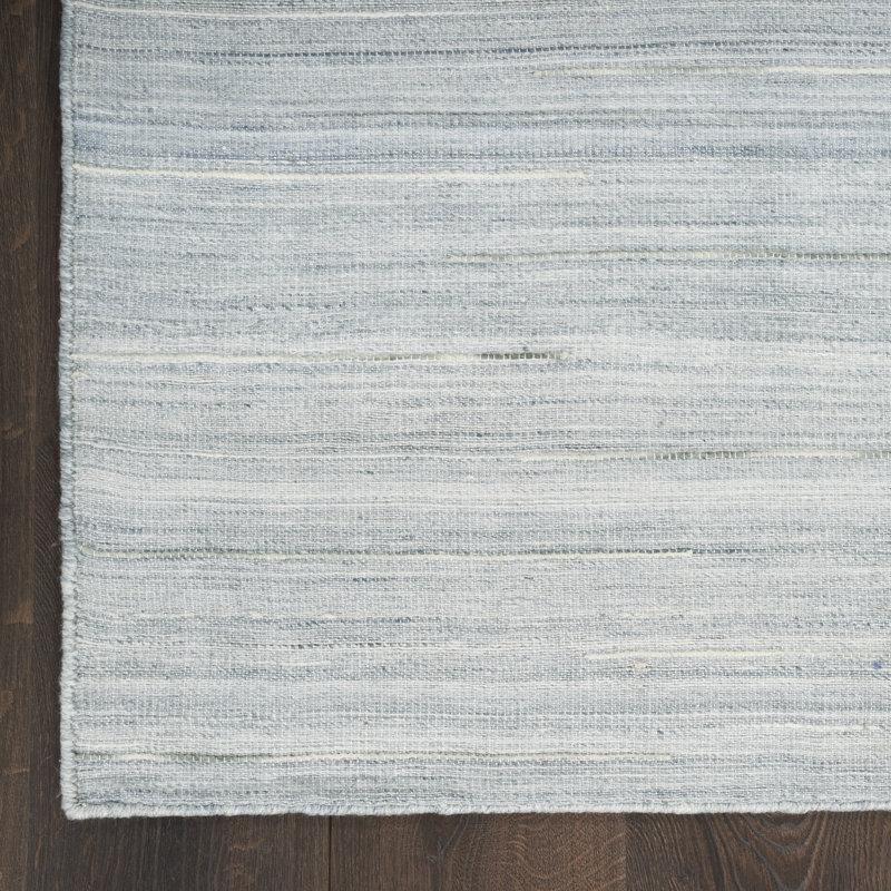 Anerinda Solid Hand Loomed Wool/Cotton Area Rug in Light Blue, Runner 2'3" x 7'6"