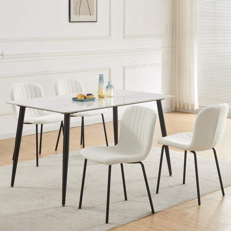 Linen Fabric Dining Chairs Upholstered Chairs, Beige, Set Of 4