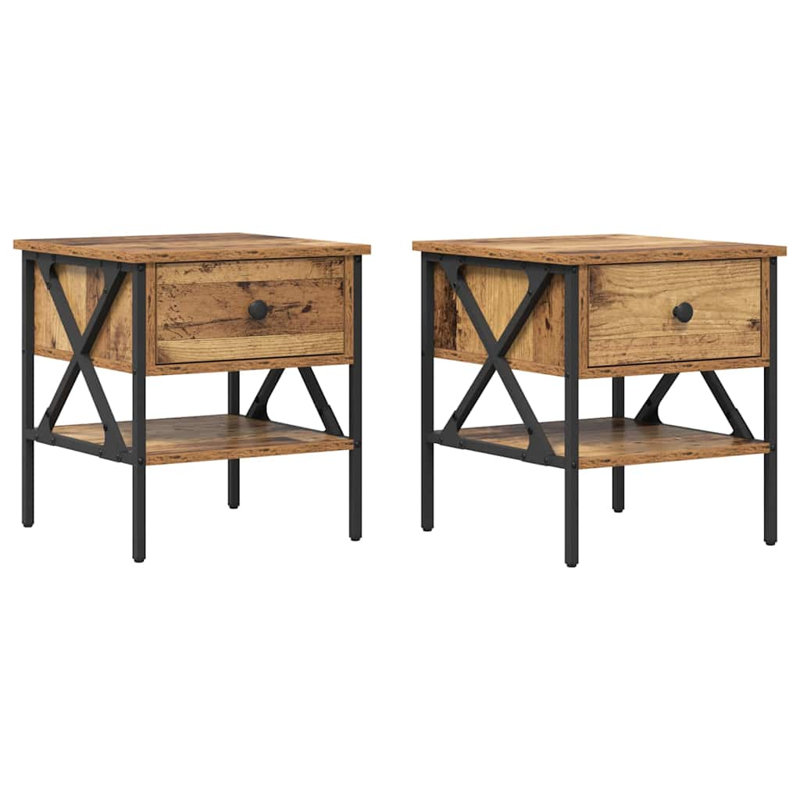 Bedside Cabinet With Drawer 2 Pcs 40 X 42 X 45 Cm, Old Wood