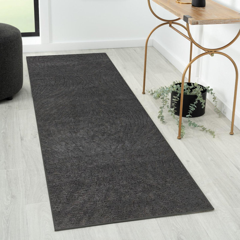 Artistic Abstract Wave Area Rug, Charcoal, 2x7