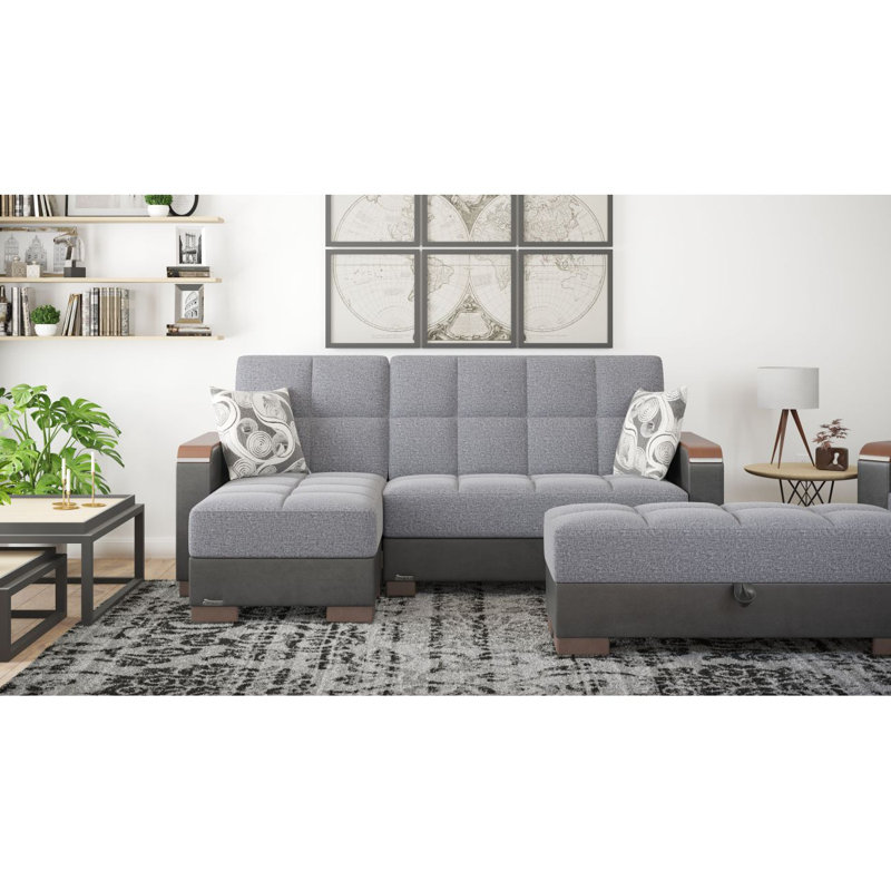 Repose-pieds Modern Living, repose-pieds en cuir, Chenille noir / gris
